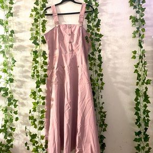 Soft pink Pocket front zipper back pinafore dress